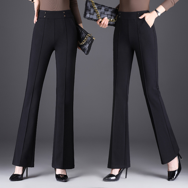 Slim pants Women's Spring and Autumn New High waist slimming slim business wear plus size chubby girl suit pants flared mopping pants