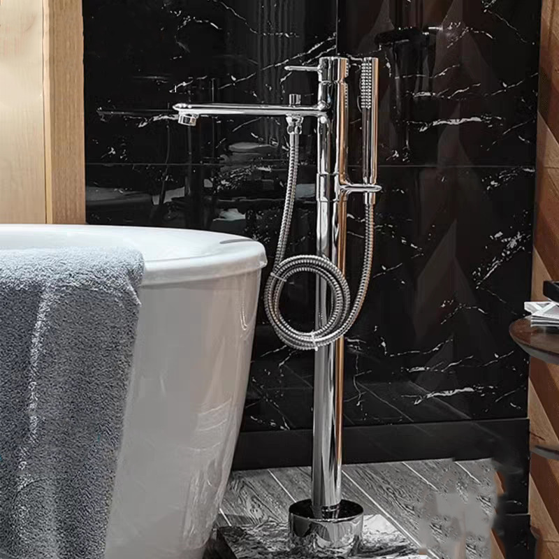 Full set of bathtub faucet shower single handle double control floor type all copper alloy shower suit hot and cold faucet nozzle