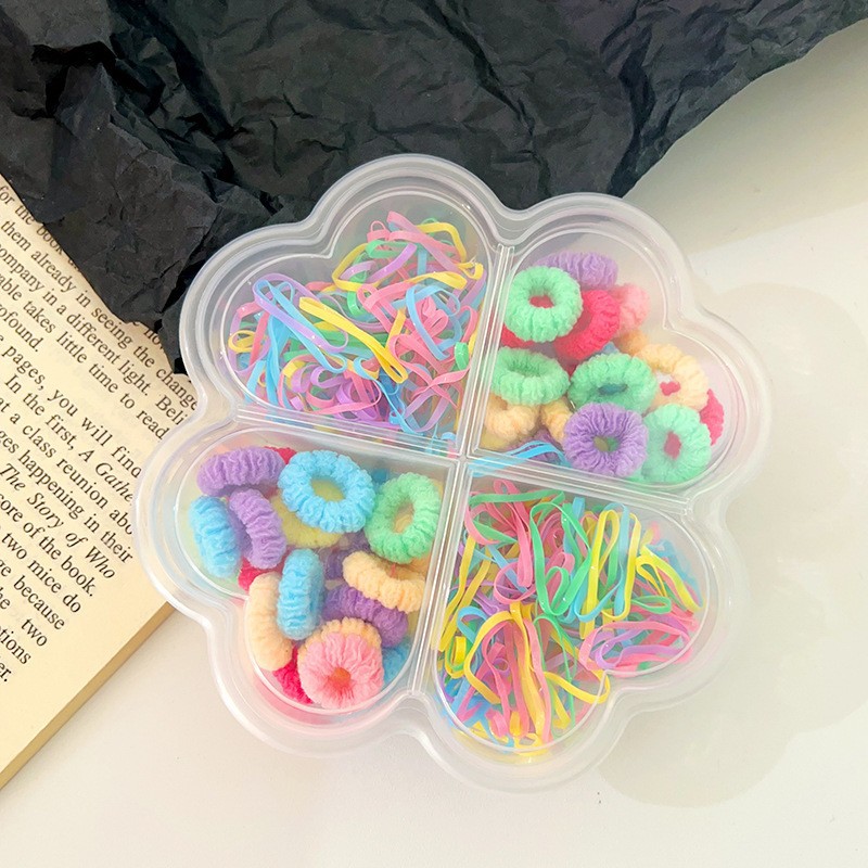 Banda de goma para niños en caja banda de cabello para niños banda de cabello para niñas banda de goma para niñas lazo de pelo para bebés no duele el pulgar del cabello