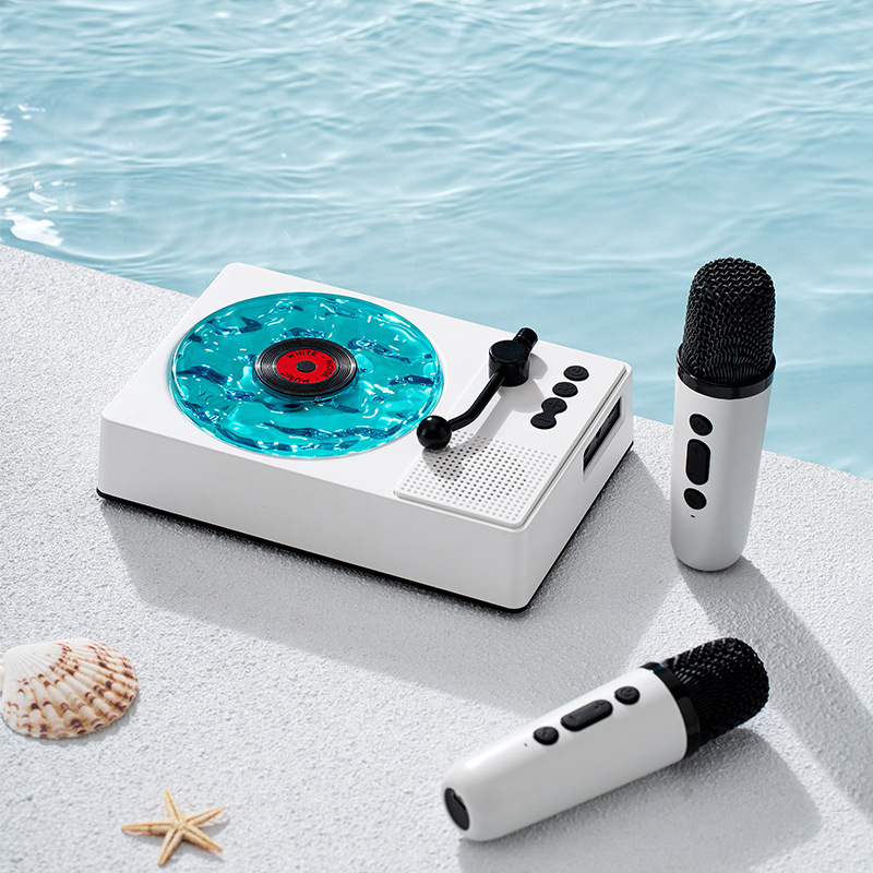KAWOO Open White Noise Retro Record Player Bluetooth Audio Listening to Sea K Song Speaker Water Ripple Speaker Gift
