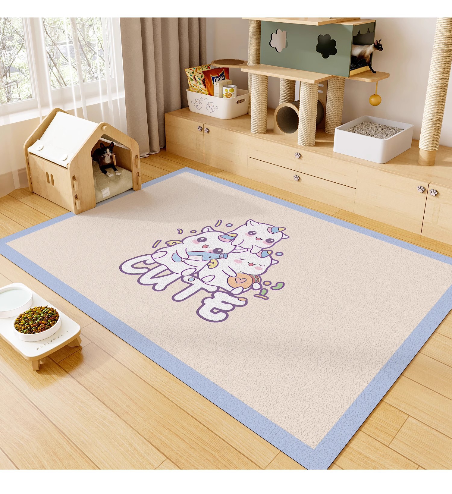 Simple Cartoon One-Touch Clean Pet Floor Mat Waterproof and Urine-Proof Pet Mat No-Wash Easy Care Pet Fence Mat Dropshipping