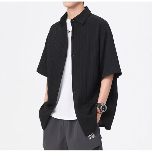 Men's Western Brocade Striped Tailored Short-Sleeve Shirt Best Seller Amazon Men's Casual Wear