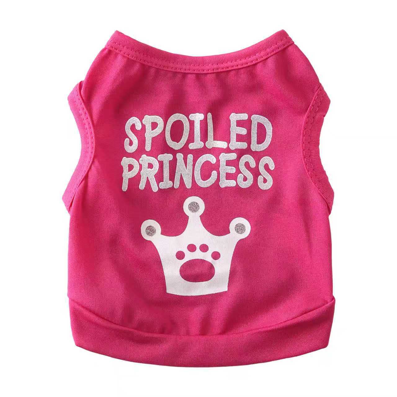 Ropa para mascotas suministros Rosa rojo impreso corona pequeño perro chaleco fresco y cómodo primavera y verano