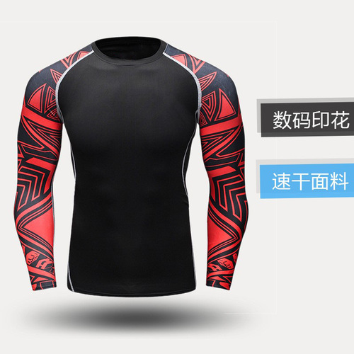 2019 yoga clothing, running fitness clothing for men, outdoor moisture wicking sports long-sleeved tights compression clothing