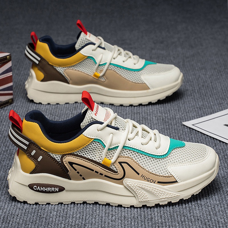 Deportes zapatos casuales primavera y verano para hombres 2025 nuevos zapatos para hombres zapatos de moda de malla de todo fósforo para estudiantes y adolescentes con suela gruesa