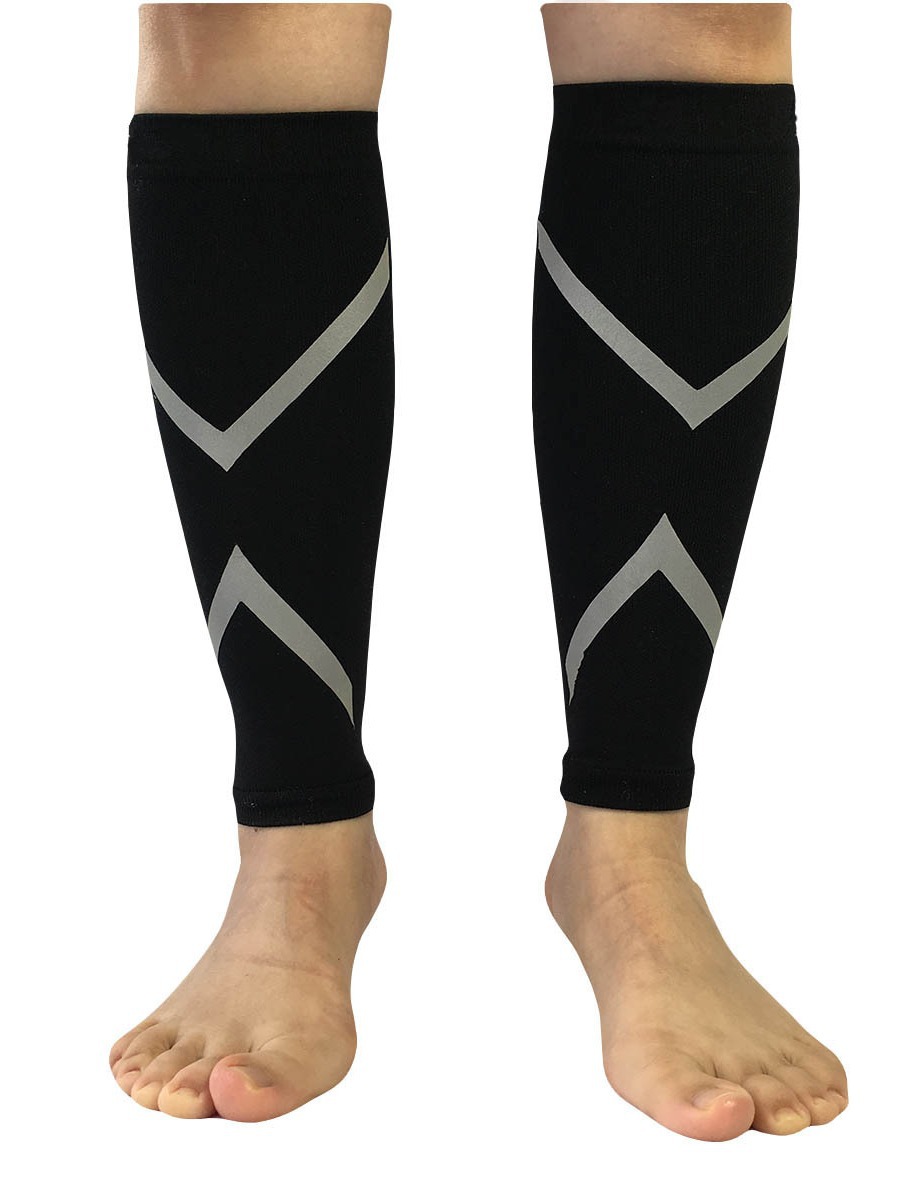 Protectores de Piernas Reflectantes para Correr de Noche, Compresión Protectora, Mangas Deportivas Negras para Ciclismo, Baloncesto, Fútbol, Venta al por Mayor, Personalizadas