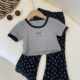 Women's Children's Fashion Western-style Short-sleeved Pants suit Cherry New Korean-style Children's Fried Street Two-piece Women's Treasure Children's Wear