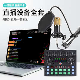 JIY跨境主播套装直播K歌麦克风带音效声卡唱歌快手抖音主播套装