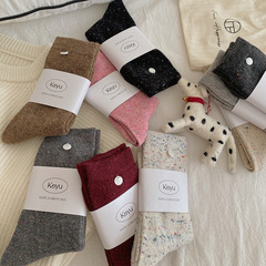 Idea yarn shell socks winter new thick wool socks angora red sunny style long socks colorful polka dot women's socks