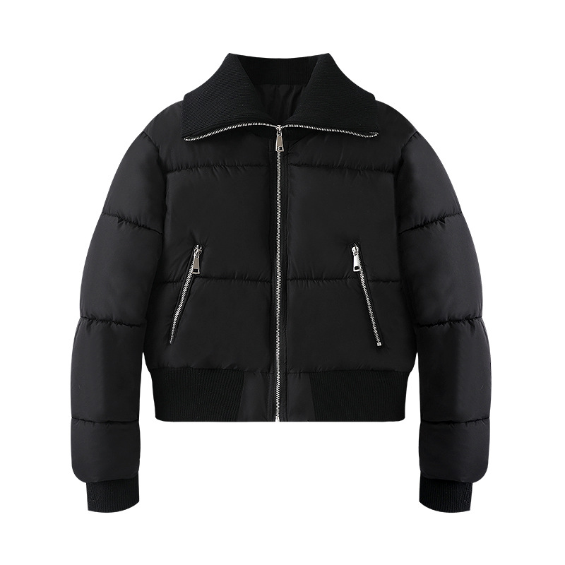 Winter New European and American Style Thread Collar Design Sense Niche Stitching Down Cotton-padded Jacket Short Coat Bread Suit for Small Men