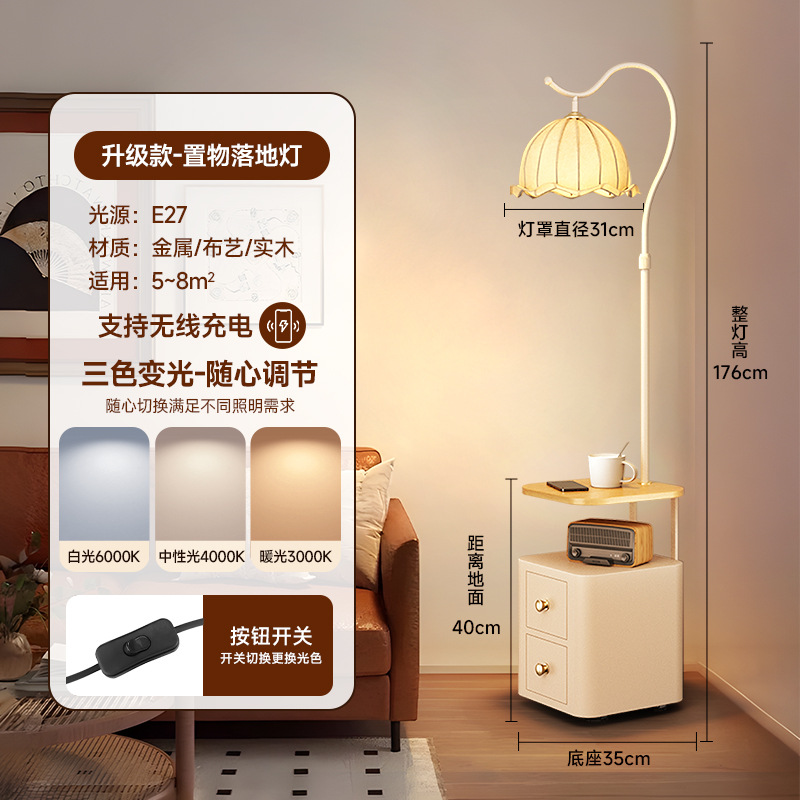 로그 데스크탑 - 흰색 캐비닛 - 무선 충전 - 3색 디밍, 전체 스펙트럼 눈 보호 소스