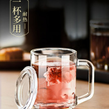玻璃杯茶杯带把手家用耐高温钢化防摔啤酒杯子个人男泡茶水杯