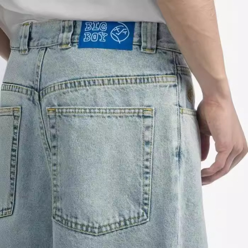 Polar Big Boy Jeans Y2K Harajuku Hip Hop Cartoon Design Blue Loose Jeans Pants Men