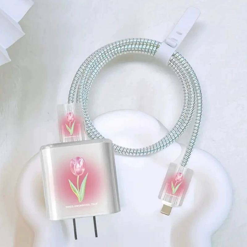 Apple, защитный чехол, фуксиевый зарядник, 20W