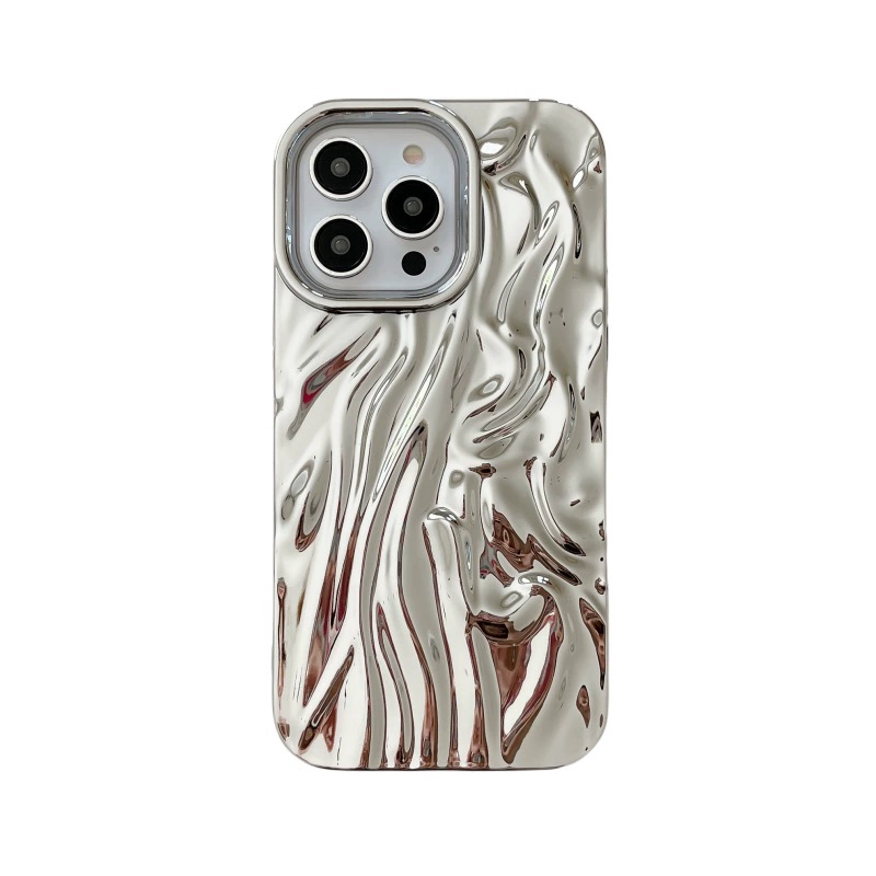 Чехол для телефона Apple совместим с iPhone 11–16/Pro/Pro Max, складчатое электроосаждение LJ, металлик