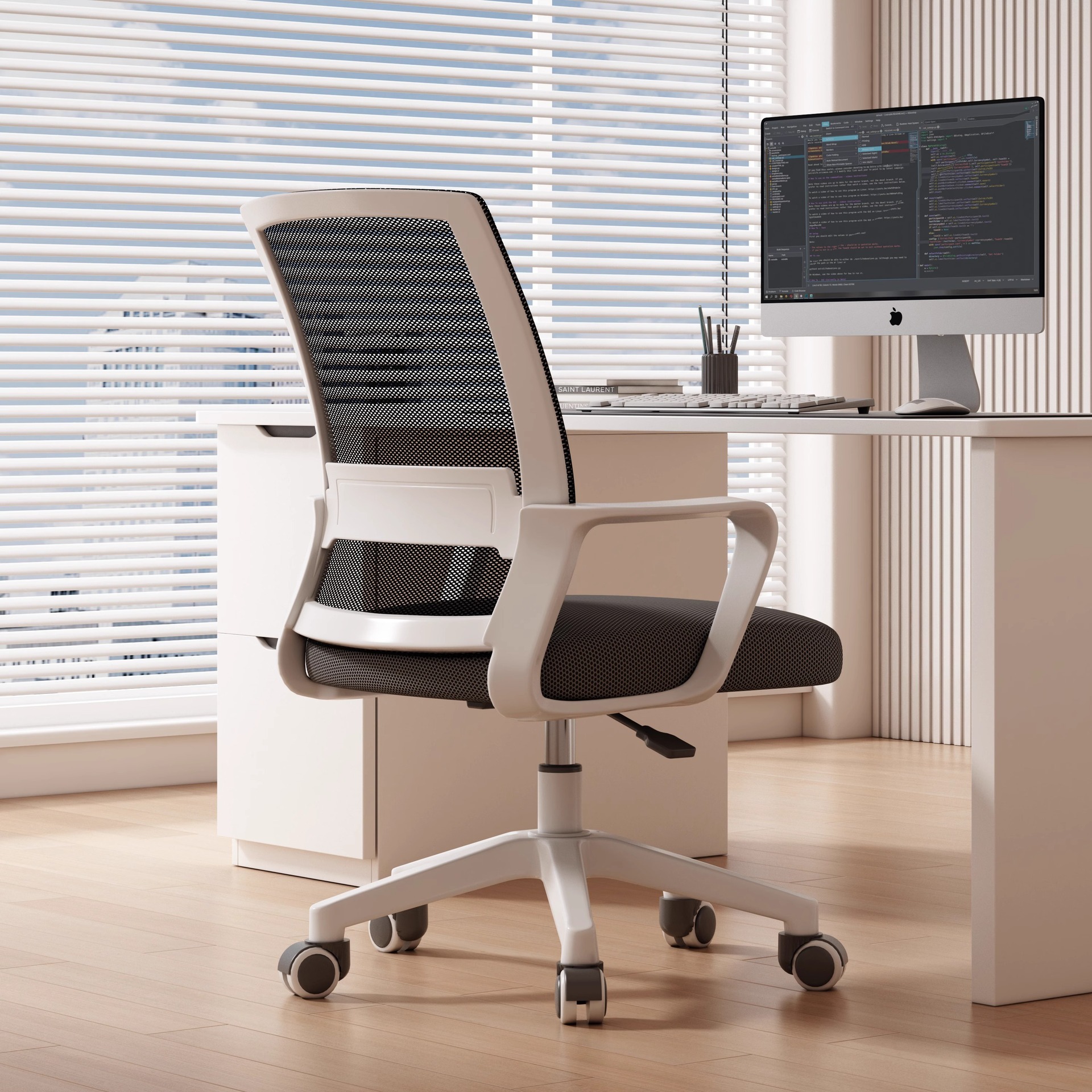 Computer Chair for Home Use, Bedroom Chair with Backrest, Lazy Office Chair, Comfortable for Long Sitting, Ergonomic Adjustable Swivel Chair