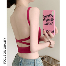 带胸垫美背短款吊带背心女夏季辣妹修身露背内搭外穿打底抹胸上衣