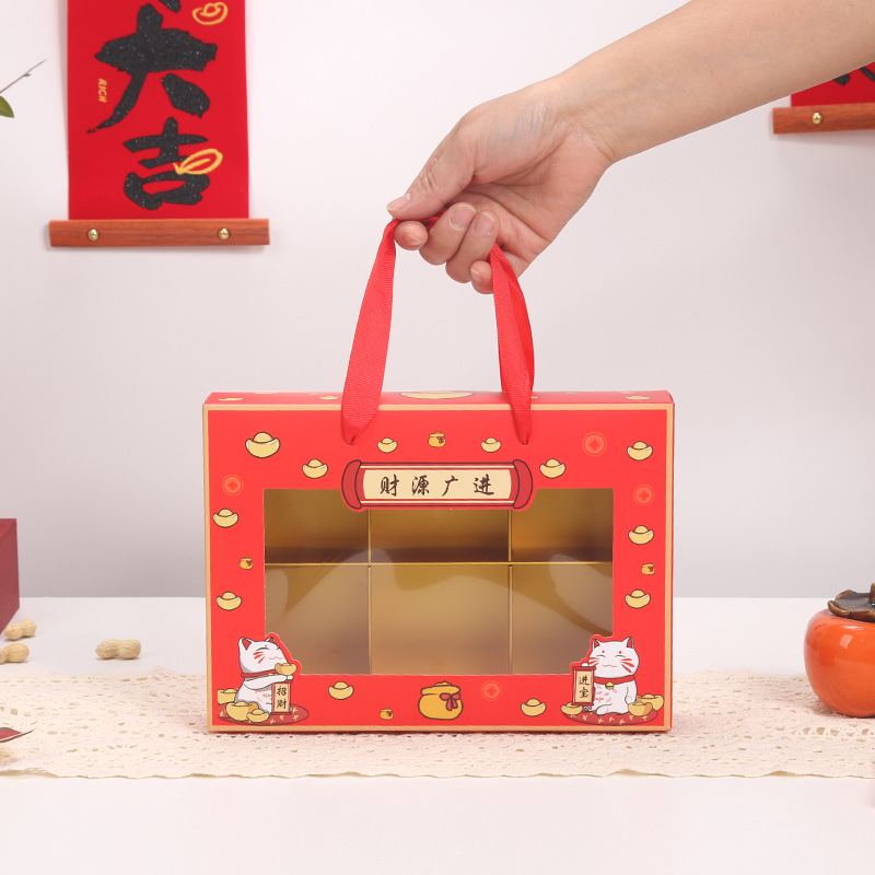 Impresión de cartón blanco de 350g; caja portátil de 6 piezas para Lucky Cat