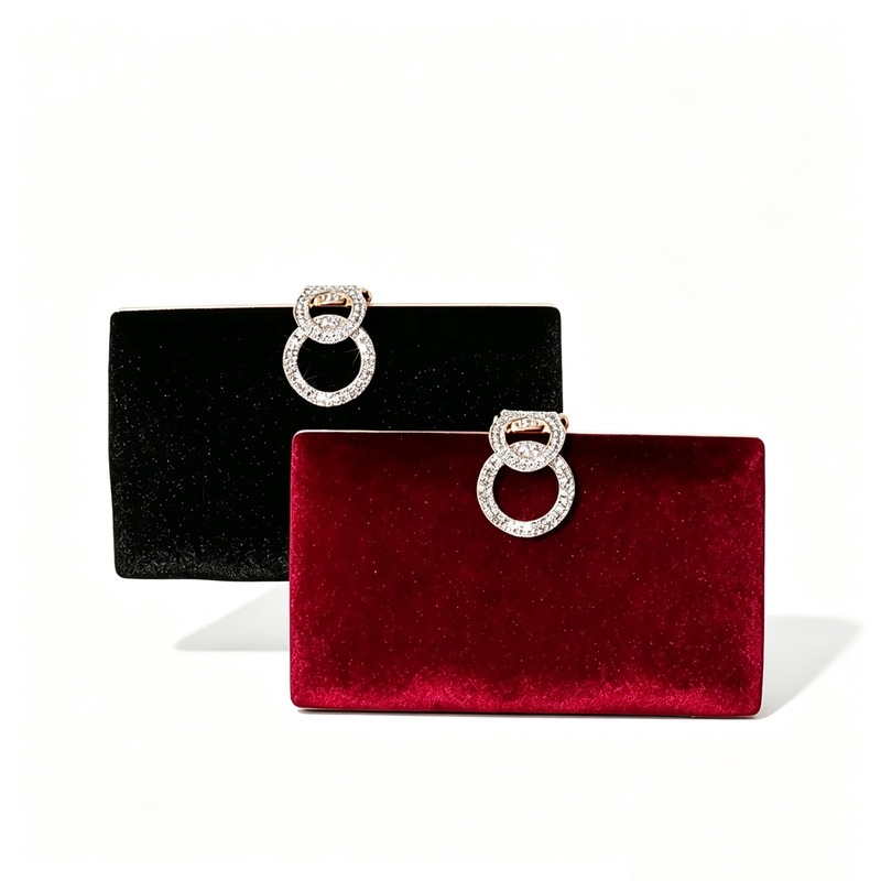 Cross-Border Amazon Aliexpress Hot-Selling Evening Bag, High-End Velvet Clutch Bag, Solid Color Chain-Embellished Evening Bag with Diamonds Cross-Border Amazon Aliexpress Hot-Selling Evening Bag, High-End Velvet Clutch Bag, Solid Color Chain-Embellished Evening Bag with Diamonds