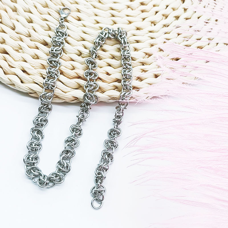 Female non embroidered ring interlocking necklace, titanium steel men's and women's jewelry, O-shaped matching chain_voghion.com