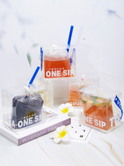 一口喝到東南亞老撾冰咖啡奶茶袋手提外賣透明包裝盒子可裝500ML