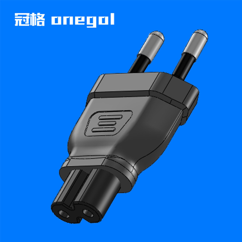 欧规两插转八字尾转换插头适配器相机数码电源连接转换插头