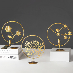 Wholesale light luxury ins iron leaf ornaments living room wine cabinet entrance home decoration creative metal crafts