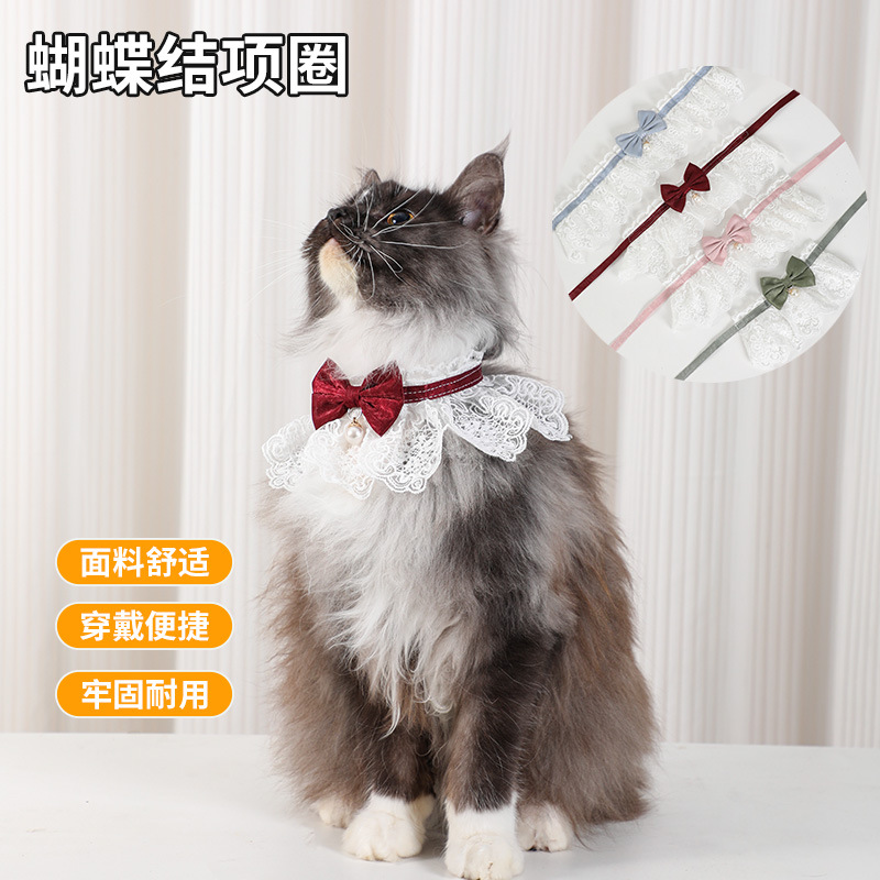 Gato bufón collar de joyas mascotas bufón arco muñeca corbata de encaje bufón collar toalla de saliva perro