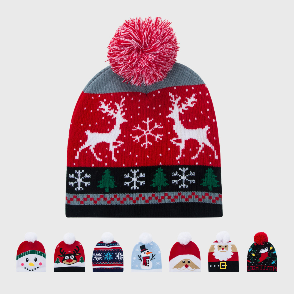 Cross-border Wholesale Children's Christmas Hat Men's Autumn And Winter Warm And Cute David's Deer Snowman Christmas Gift Baby Knitted Hat display picture 1