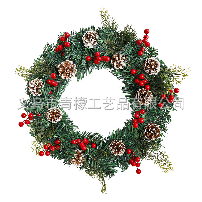 Nuevas guirlas de pino de Navidad vinas de Navidad decoración de fruta roja hecha a mano PVC guirlas de Navidad decoración de fiestas