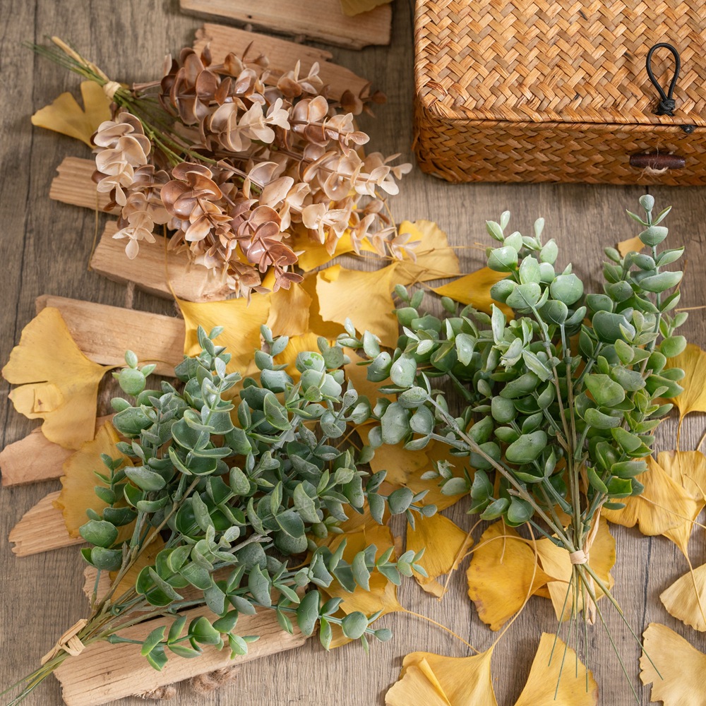 假花六層尤加利短把束仿真花綠植物批發裝飾工藝品跨境YC1079