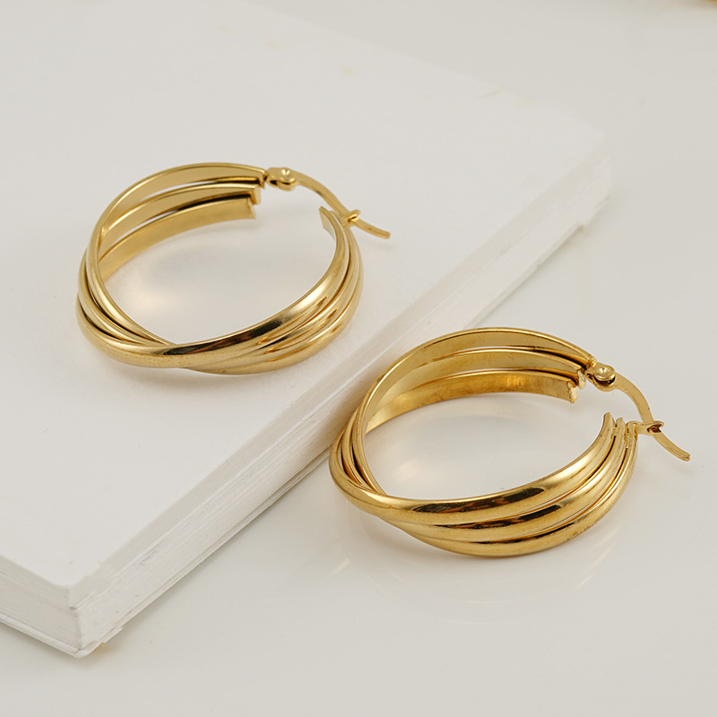 Fashion Geometric Plating Stainless Steel Hoop Earrings display picture 2