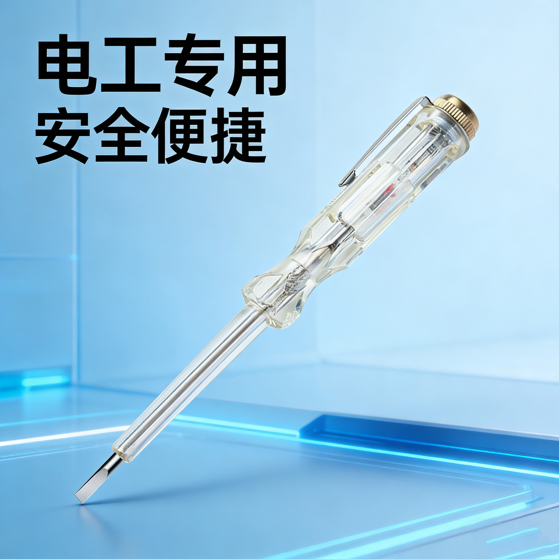 水晶测电笔一字头电工专用透明验电笔多功能电笔批发