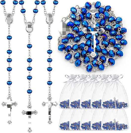 Transfronterizos azul púrpura cristal cuentas rosario collar DIY suéter cadena joyas accesorios de aguja curva regalos decorativos image 10