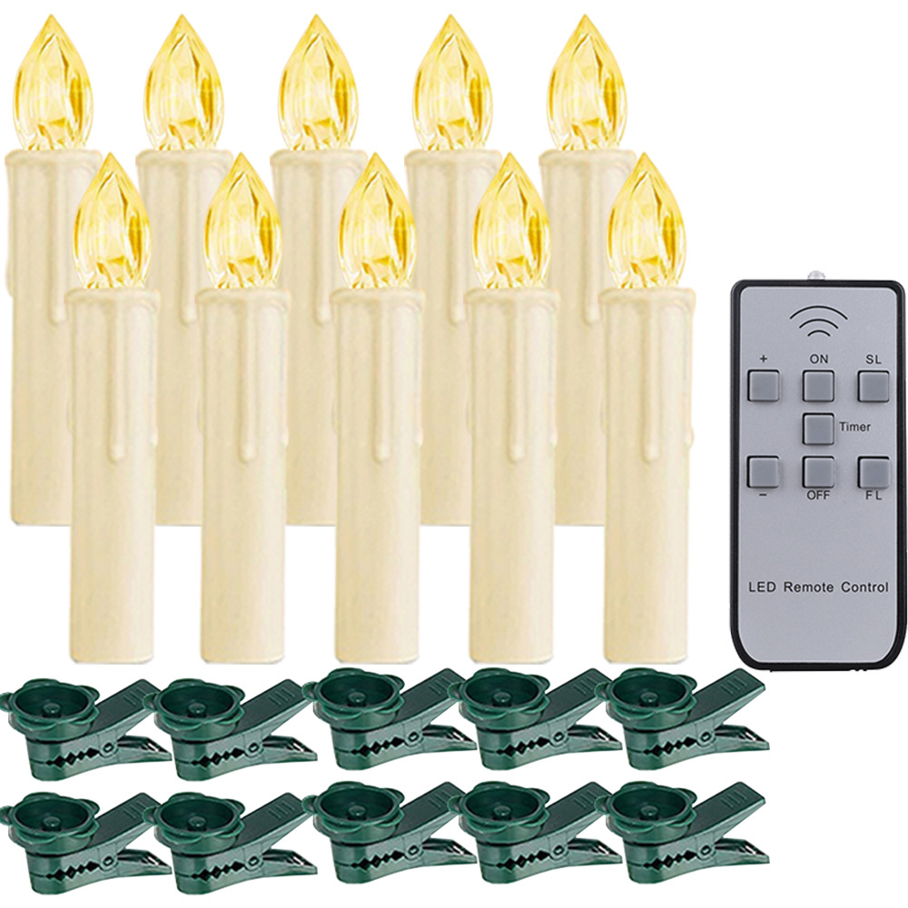 Árbol de Navidad con velas electrónicas de clip, temporizador con control remoto, velas decorativas para crear ambiente de Halloween en el hogar.