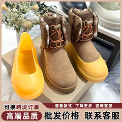 皮毛一体羽绒系带胶套雪地靴女2025冬季情侣款保暖防水鞋套棉鞋男