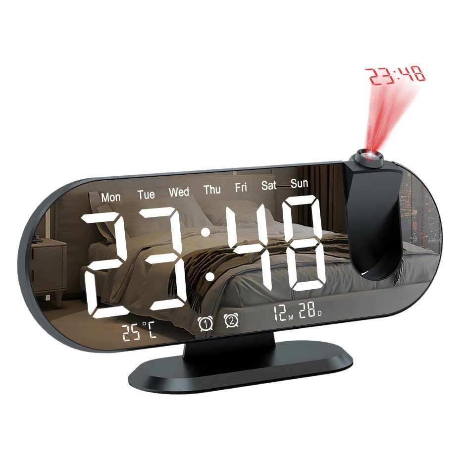 Reloj de proyección electrónico creativo multifunción con pantalla LED grande nuevo, sensor de luz automático, temperatura/humedad, despertador digital