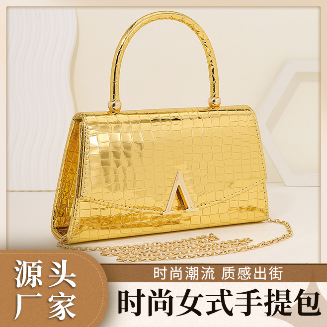 Trendy Women's Handbag with Irregular Crocodile Leather Texture, Evening Bag, Single Shoulder Crossbody Bag, Manufacturer Supply