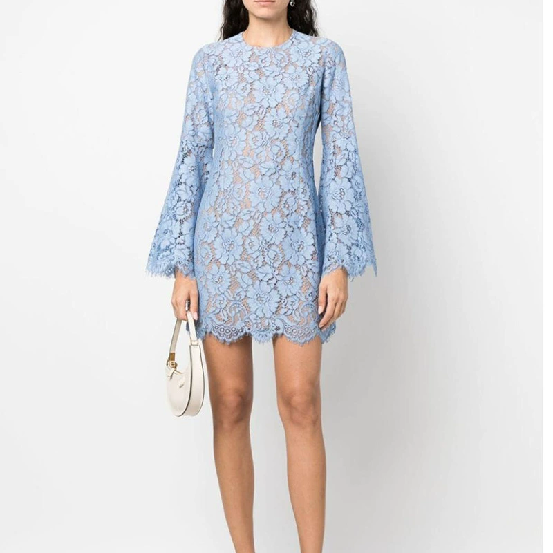 Новое Европейское и американское высококачественное светское роскошное кружевное женское платье 2024 года