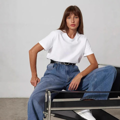 国境を越えた半袖tシャツ欧米2025夏の新型女性ファッションレジャー家庭通勤百円襟半袖tシャツ