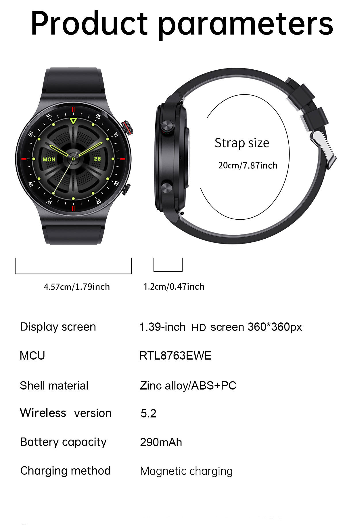 Men's Smartwatch Bluetooth Calling Heart Rate Blood Pressure Monitor_voghion.com