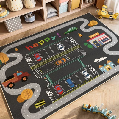 Avtomobil döşəmə paspasları — Parking Lot Play Mat for Kids - parking-lot-mat-25-80120cm-crystal-velvet