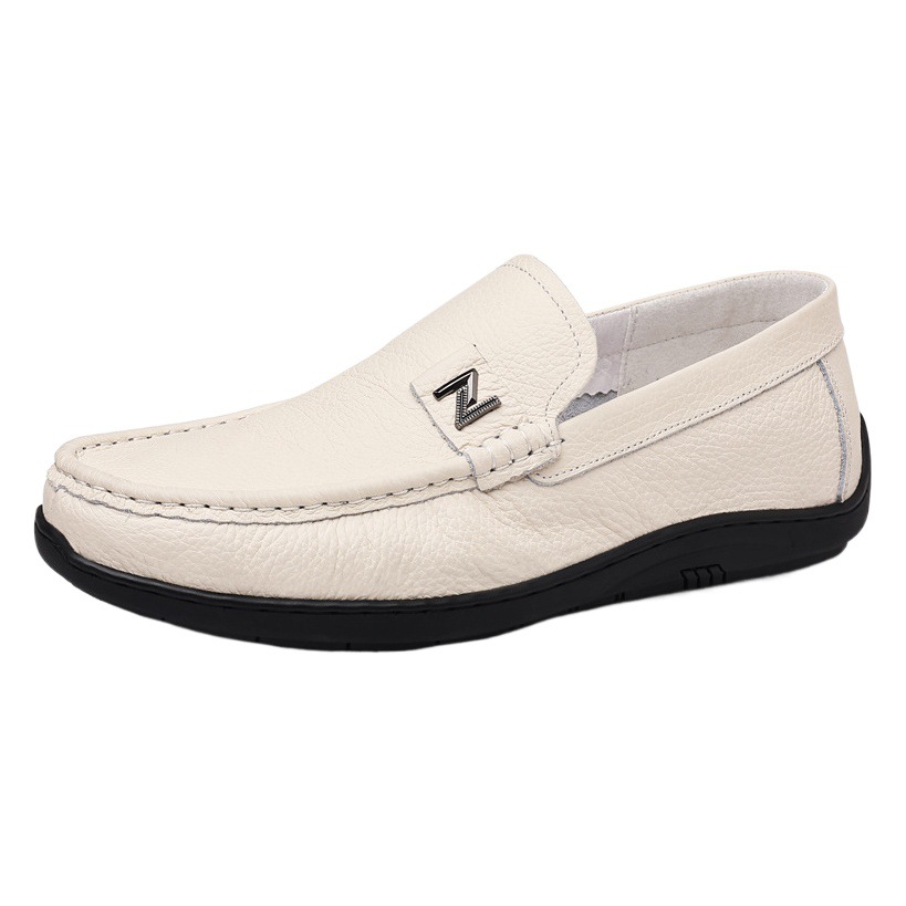 Mocasines de Verano para Hombre de Primera Capa de Piel de Vaca, Zapatos Casuales de Piel Auténtica, Transpirables, Sin Cordones, Calzado Individual