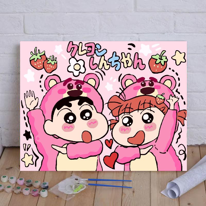 (al por mayor) lápiz pequeño nuevo dibujo al óleo digital diy fresas oso dibujos animados dibujos animados coloridos a mano pintura decoración de la habitación de los niños