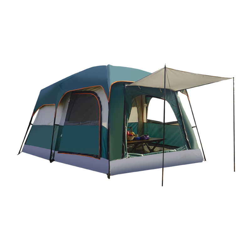 Dos habitaciones al aire libre y una sala de estar doble capa gruesa protección solar al aire libre camping multipersona portátil camping camping de picnic familiar