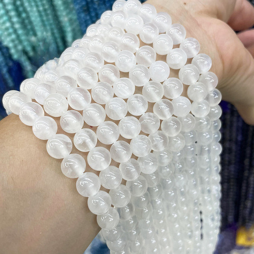 Natural calcite, gypsum, round beads, half-finished beads, DIY jewelry accessories, cross-border wholesale