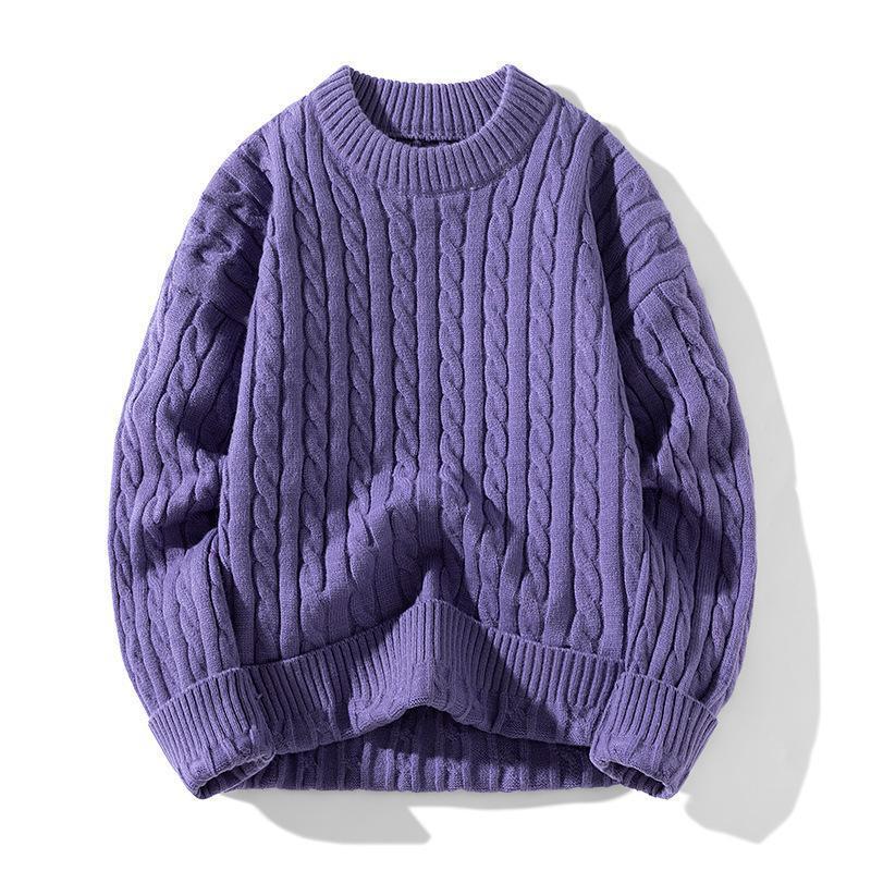 Twist Sweater Men's Autumn and Winter fleece-lined Thickened Round Neck Solid Color Inner Sweater Long Sleeve Base Shirt Men's Trendy Twist Sweater Men's Autumn and Winter fleece-lined Thickened Round Neck Solid Color Inner Sweater Long Sleeve Base Shirt Men's Trendy