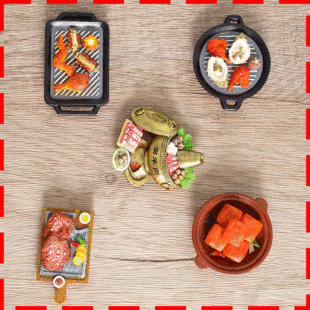 Simulation gourmet magnetic suction refrigerator sticker large card food play iron plate seafood beef ribs braised pork chafing dish refrigerator message sticker