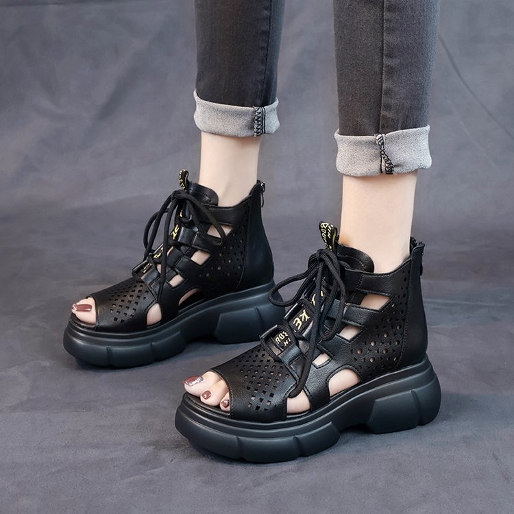 Retro universal fashionable sandals wedge heel platform