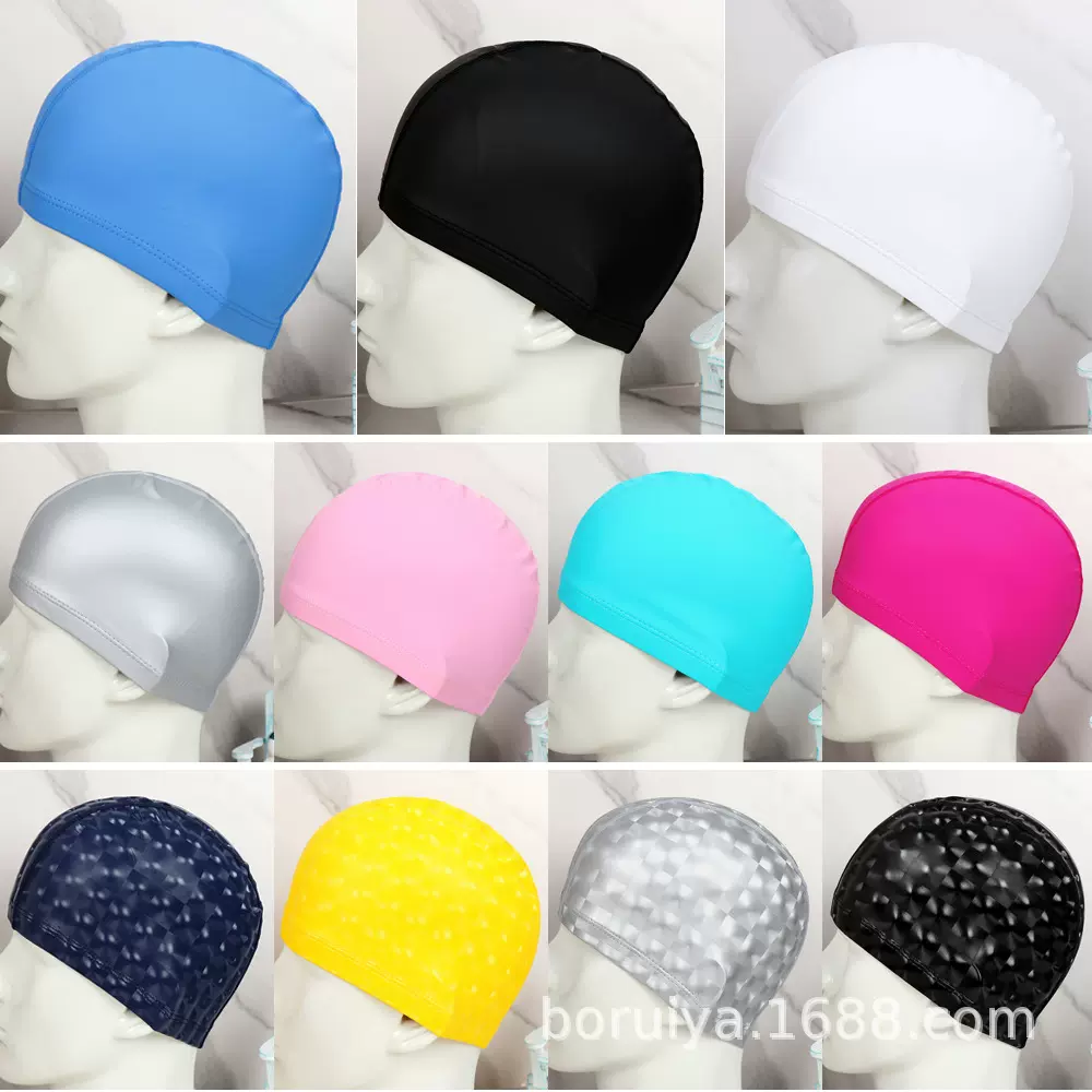 聚氨酯PU涂层纯色防水泳帽成人男女长发不勒头厂家批发可定LOGO